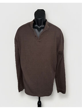 212 NYC Men’s 4x Brown Waffle Knit Long Sleeve Shirt
